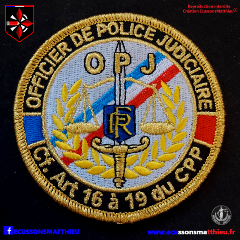 Ecusson OPJ Prestige doré Officier de Police judiciaire