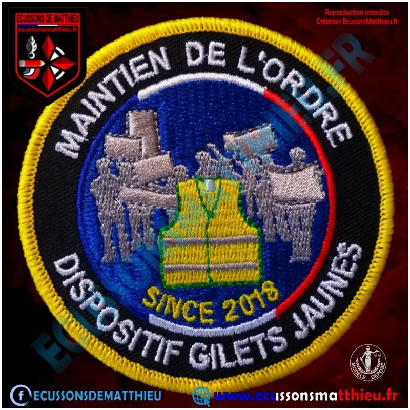 Ecusson drapeau patch France brodé soutien mouvement Gilet Jaune 